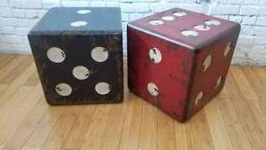 lot 2 image: Fun Distressed Dice Cube Accent Tables