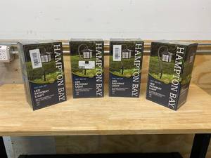 lot 40 image: HAMPTON BAY Lot of Four- Low-Voltage 10-Watt Equivalent Oil-Rubbed Bronze Outdoor Integrated LED Landscape Tiffany Style Path Lights