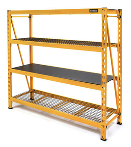 lot 66 image: DEWALT Yellow 4-Tier Steel Garage Storage Shelving Unit (77 in. W x 72 in. H x 24 in. D)