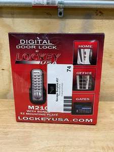 lot 74 image: LOCKEY USA Digital Door Lock.  Model M210 with bonus mounting plate.