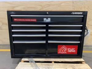 lot 82 image: HUSKY 46 in. 9-Drawer Mobile Workbench in Black
