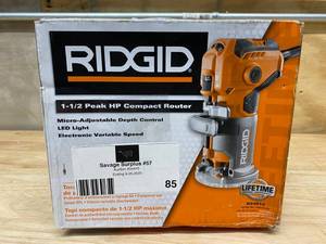 lot 85 image: RIGID 1-12 Peak HP Compact Corded Compact Fixed-Bass Router