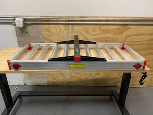 lot 93 image: MAX LOAD 500 lb. Capacity 48 in. x 21 in. Aluminum High Mount Compact Cargo Carrier for 2 in. Receiver