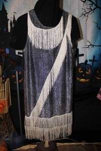 lot 11 image: Bold Black & Antique White Flapper Dress