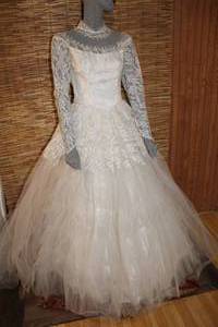 lot 2 image: Not Your Typical Antique White Lace & Tulle Wedding Dress