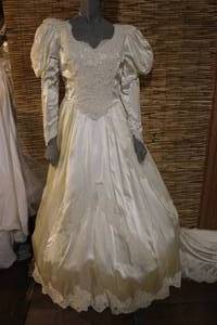 lot 11 image: Vintage Renaissance Style White Wedding Dress Custom Made by Jeanette Naaktgeboren