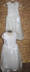 lot 22 image: Two Matching Kids Q White Fancy Dresses - NWT