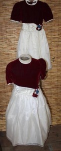 lot 23 image: Two Sugar Plum Maroon & Antique White Girls Christmas Dresses