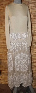 lot 45 image: Boho Stretch Knit & Lace Midi Dress Sz 8