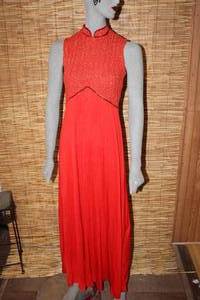 lot 49 image: Orange & Gold Sleeveless Maxi Dress Sz 8
