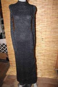lot 60 image: Form Fitting Black Metallic Long Sweater Dress
