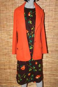 lot 69 image: Brown Print Dress & Dark Orange Blazer Sz 8-10