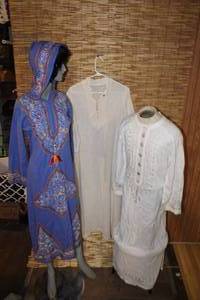 lot 67 image: 3 Long Cotton Embroidered Boho Caftan Dresses M-L