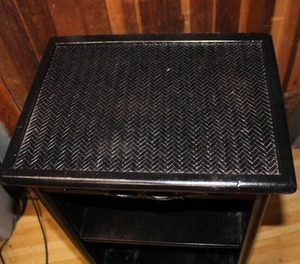 lot 72 image: Versatile Black Wood & Rattan 3 Shelf Storage