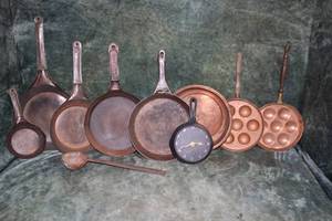 lot 91 image: Never-Break & National Camping Cookware & Mid-Century Copper Cookware