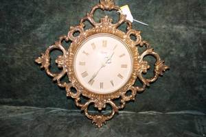 lot 9 image: Hollywood Regency Ornate Gold Syroco Wall Clock 4483