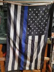 lot 113 image: Thin Blue Line Black & White American Flag Police Law Enforcement Support