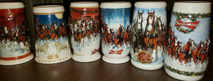 Budweiser Holiday Stein Collection 1993-2009 No Boxes Plus 2014 NIB