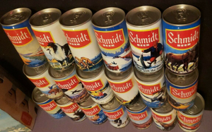 Set of 19 Schmidt Scenic Beer Cans Heileman Brewing Company wBoxes Steel