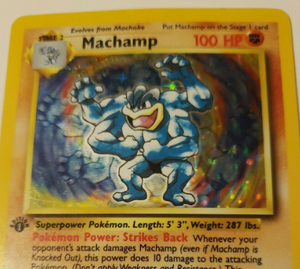 Ultra Rare Pokemon Holographic Machamp 1st Edition 1995 96 98 8102 Star