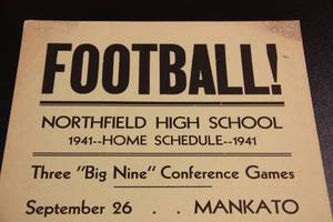 lot 64 image: 1941 Northfield High School Football Schedule Poster