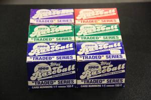 lot 83 image: 1985 1986 (2) 1987 and (2) 1988 Topps Traded Baseball Set Lot  6 Sets