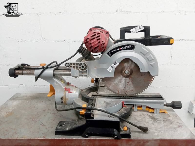Chicago Electric 12 Inch Double Bevel Sliding Compound Miter Saw With Laser Guide Gopher Auctions Flooring Home Repair Lawn Tool Apple Computer Pc Computers Consignment Auction Projectors And More K Bid
