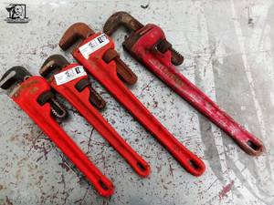 lot 168 image: 2 14 inch Rigid  and 2 18 Heavy Duty  Plumbing Wrencges