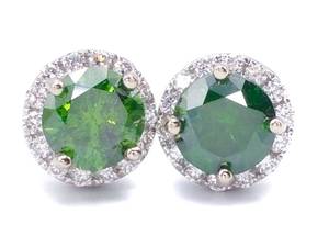 lot 9A image: 1.20 Carat Green and White Natural Diamond Stud Earrings $5550
