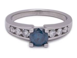 lot 4 image: Brand New, Striking 1.03 Carat Blue and White Diamond Ring in Platinum $5000 Appraisal