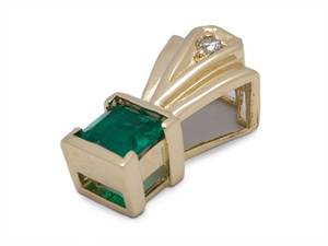lot 14 image: Fine Colombian Emerald and Diamond Estate Pendant in 14k Yellow Gold $2000