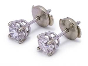 lot 29 image: 1.06 Carat Diamond Stud Estate Earrings in 14k White Gold $2200