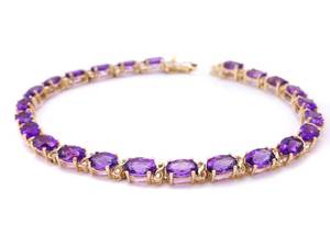 lot 27A image: Beautiful 10.80 Carat Amethyst Estate Tennis Bracelet in 14k Yellow Gold $1700 Appraisal