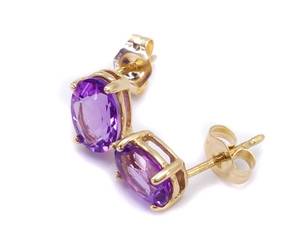 lot 34A image: 1.70 Carat Amethyst Estate Earrings in 14k Yellow Gold