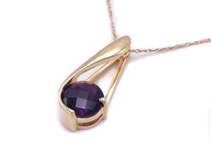 lot 34B image: Modern .70 Carat Amethyst Estate Pendant in 14k Yellow Gold