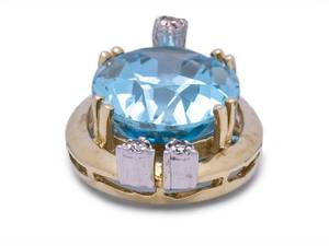 lot 31 image: Large 23.29 Carat Topaz and Diamond Estate Pendant in 14k Yellow Gold $2250