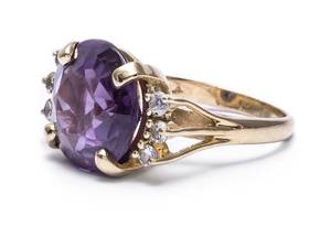 lot 35 image: 6 carat Alexandrite and .36 Carat Diamond Estate Ring in 14k Yellow Gold $2900 Appraisal