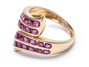lot 46 image: Burmese Ruby Four Channel Ring Estate Ring in 14k Yellow Gold $3550