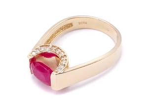 lot 6 image: Modern 2.09 Carat Ruby and Diamond Estate Ring in 14k Yellow Gold $6275