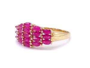 lot 23 image: Radiant 2.47 Carat Natural Ruby Cluster Estate Ring in 14k Yellow Gold $3750