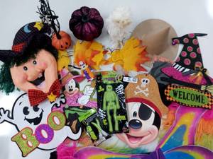 Assorted Halloween Decorations and Costume