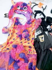 Bandicoot costume, Cat ears and tails, unicorn ears and tails, witch costumes, and Einstein cap