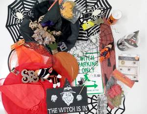 Halloween witch decorations and wall decor
