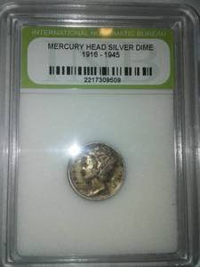 lot 54 image: Mercury Head Silver Dime 1946  1945,