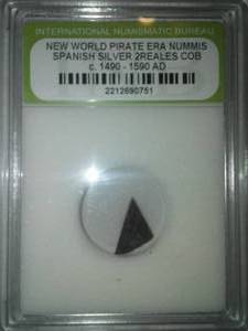 lot 56 image: Spanish Silver a Reales Cob Pirate vintage