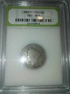 lot 134 image: Liberty V- Nickel authentic 1910,