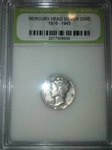 lot 138 image: Mercury Head Silver Dime-