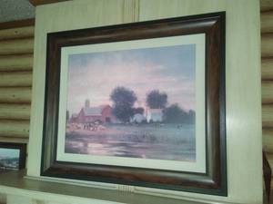 lot 206 image: Frame Art Farm Scene