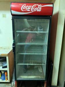 lot 36 image: Coca Cola Refrigerator 29 wide 78 tall