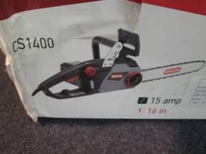 lot 104 image: Oregon Electric Chainsaw open box...